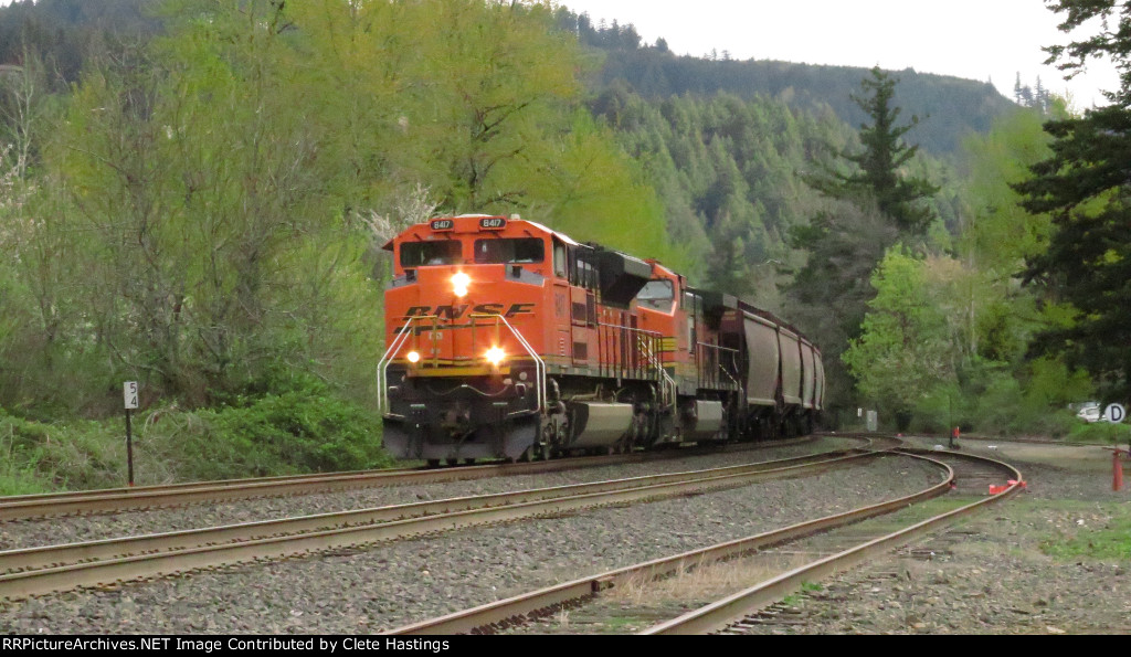 BNSF 8417 leads an westbound grainer